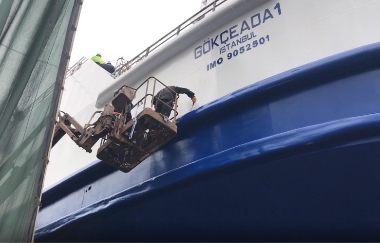 GÖKÇEADA 1 GEMİSİ YENİ RENKLERİ İLE YENİDEN ÇANAKKALE' DE