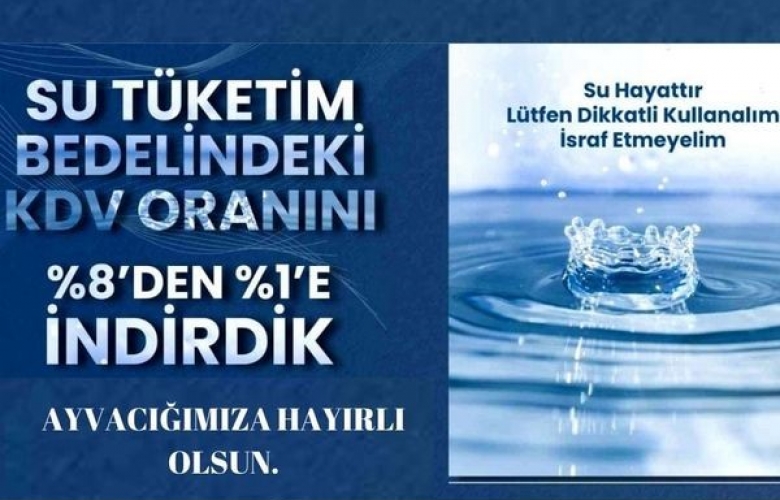 AYVACIK BELEDİYESİ'NDE SUYA KDV İNDİRİMİ